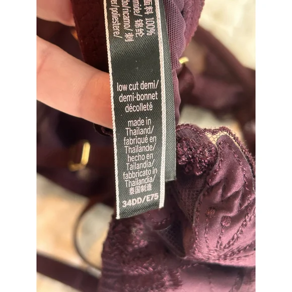 VICTORIA'S SECRET UNLINED FLORAL EMBROIDERED DEMI BRA 34 DD - Picture 6 of 9